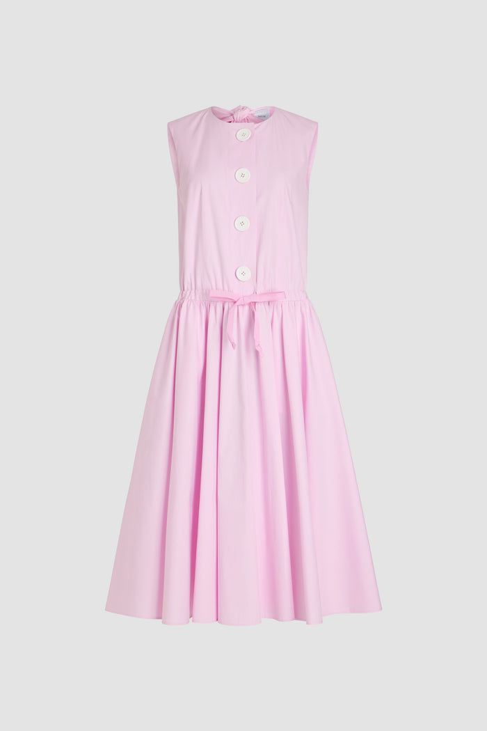 jean patou Robe midi boutonnée en popeline de coton bio Primrose Pink