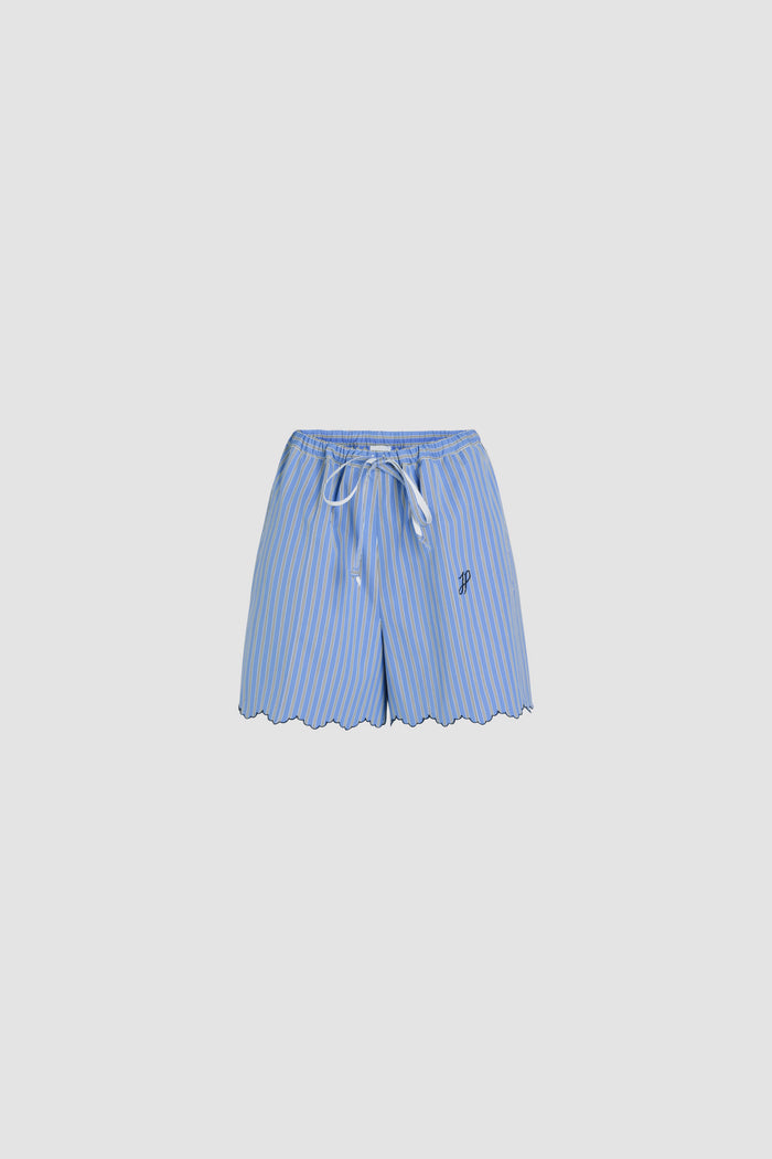 jean patou Short en popeline de coton bio imprimée Heritage Blue Stripes