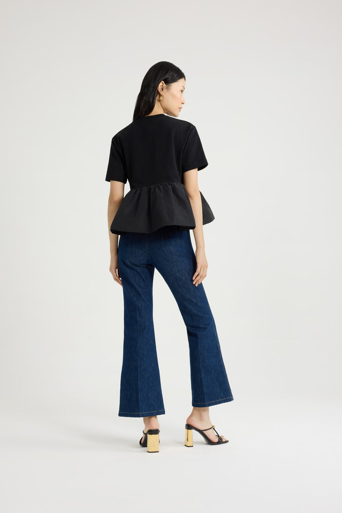 Jean Patou T-shirt à Volant En Coton Bio Et Faille Black