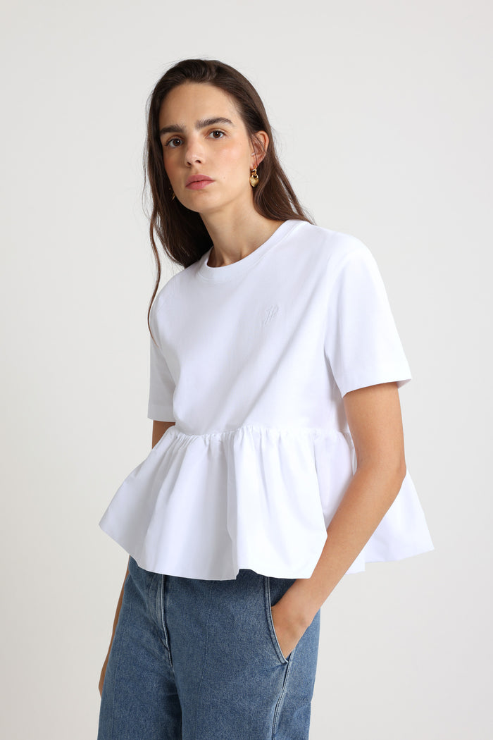 Jean Patou T-shirt à Volant En Coton Bio Et Faille White
