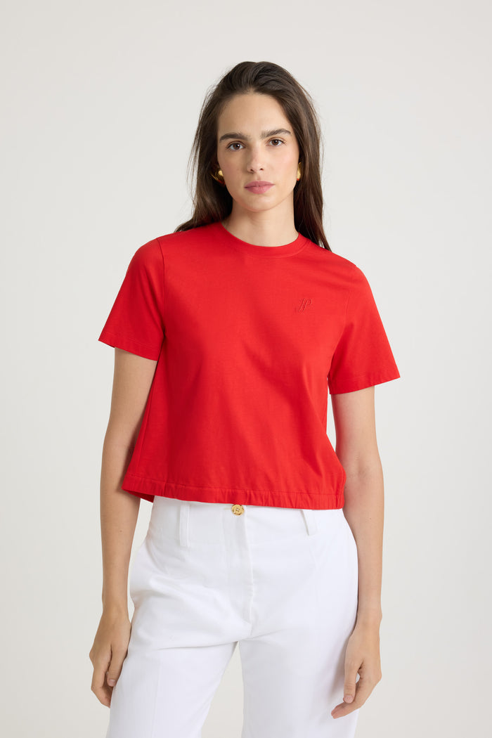 Jean Patou T-shirt Dos Nu En Coton Bio Lipstick Red
