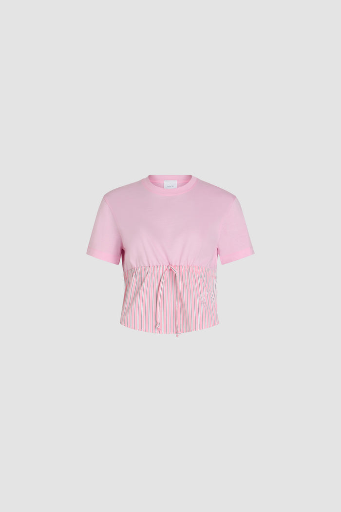 jean patou T-shirt hybride en coton bio Primrose Pink