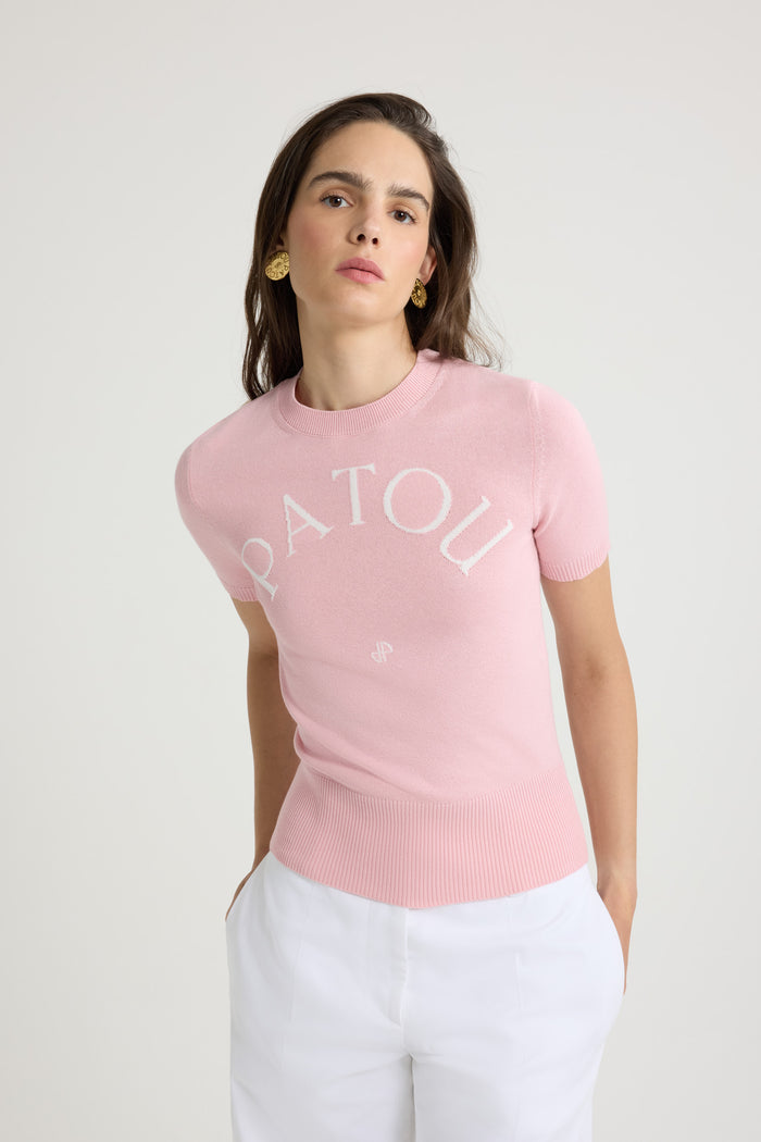 Jean Patou Top à Logo Patou En Maille De Coton Mélangé Primrose Pink