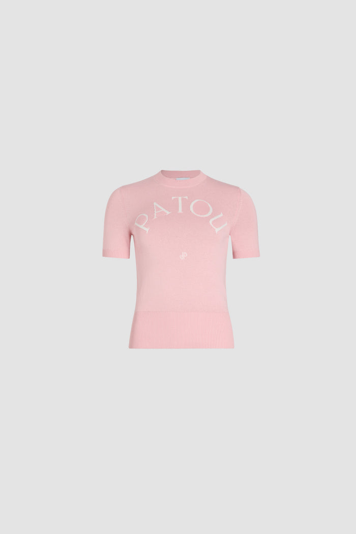jean patou Top à logo Patou en maille de coton mélangé Primrose Pink