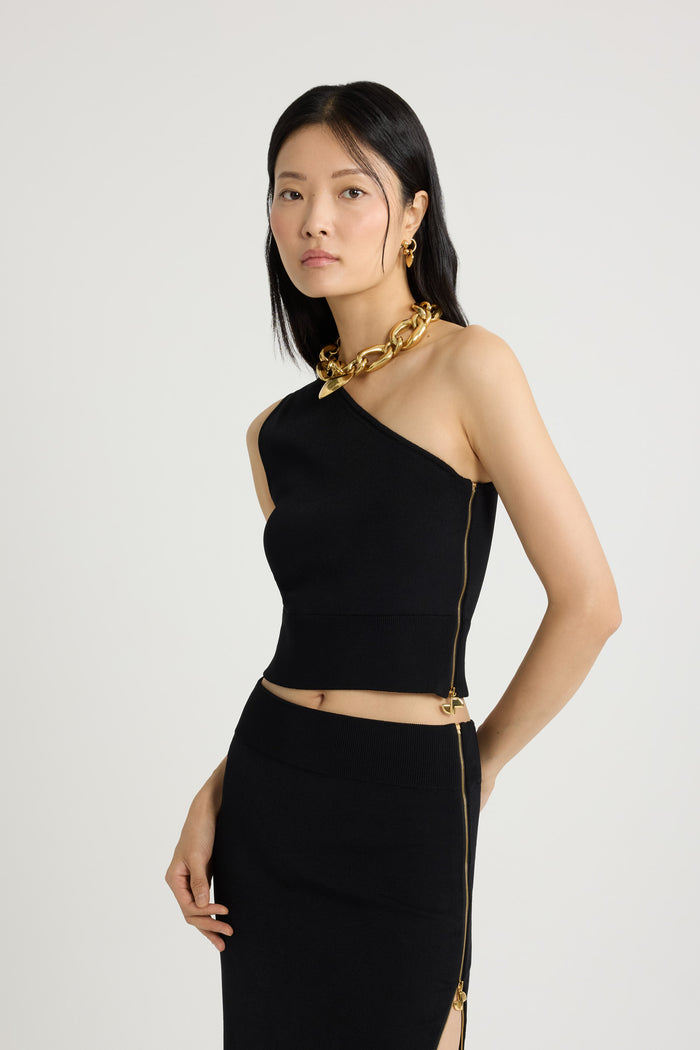 Jean Patou Top Asymétrique En Crêpe Technique Black