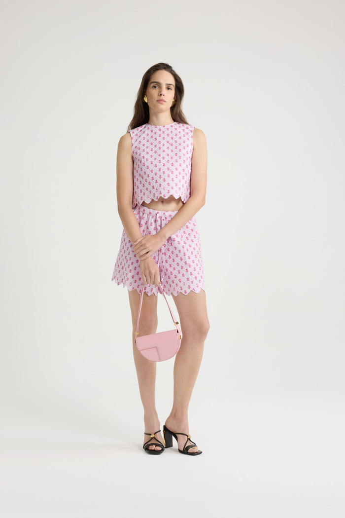 Jean Patou Top Court En Viscose Mélangée éco-responsable Matelassée Et Imprimée Small Provence Pink