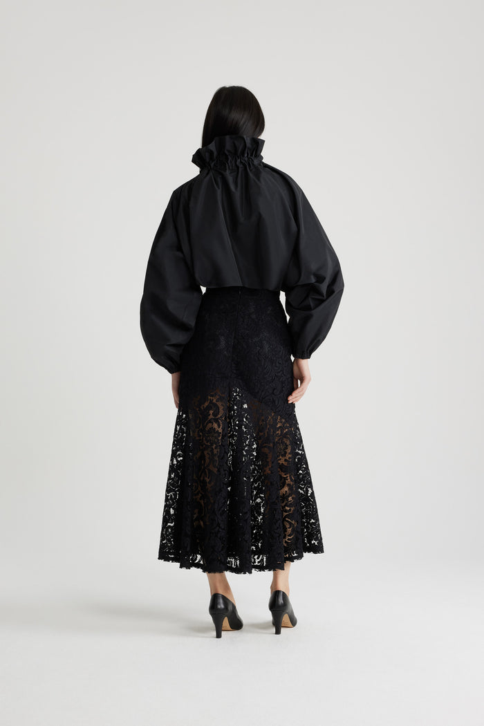 Jean Patou Top En Faille à Manches Bouffantes Black