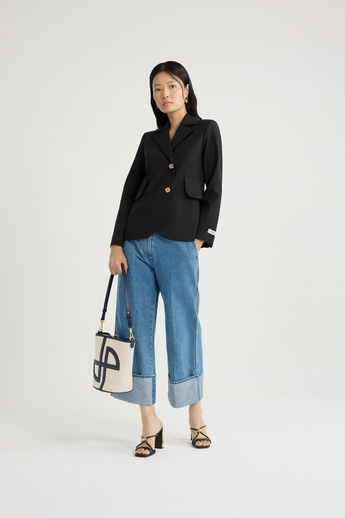 Jean Patou Veste Ajustée Ceinturée En Sergé De Laine Technique éco-responsable Black