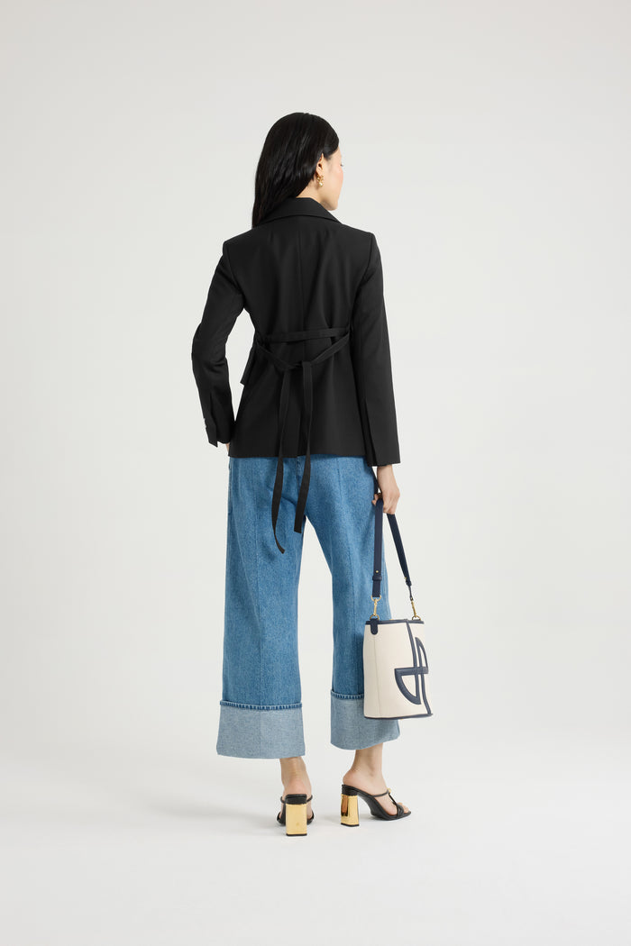 Jean Patou Veste Ajustée Ceinturée En Sergé De Laine Technique éco-responsable Black