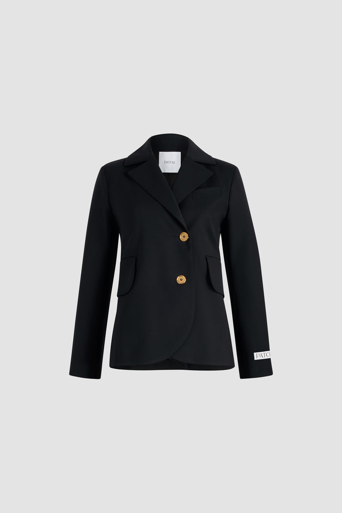 jean patou Veste ajustée ceinturée en sergé de laine technique éco-responsable Black
