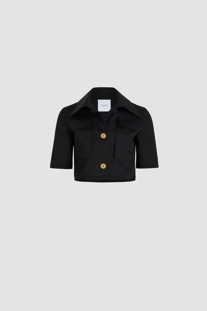 jean patou Veste courte en gabardine de coton bio Black