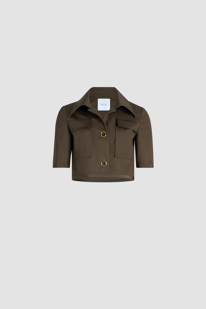 jean patou Veste courte en gabardine de coton bio Java Brown