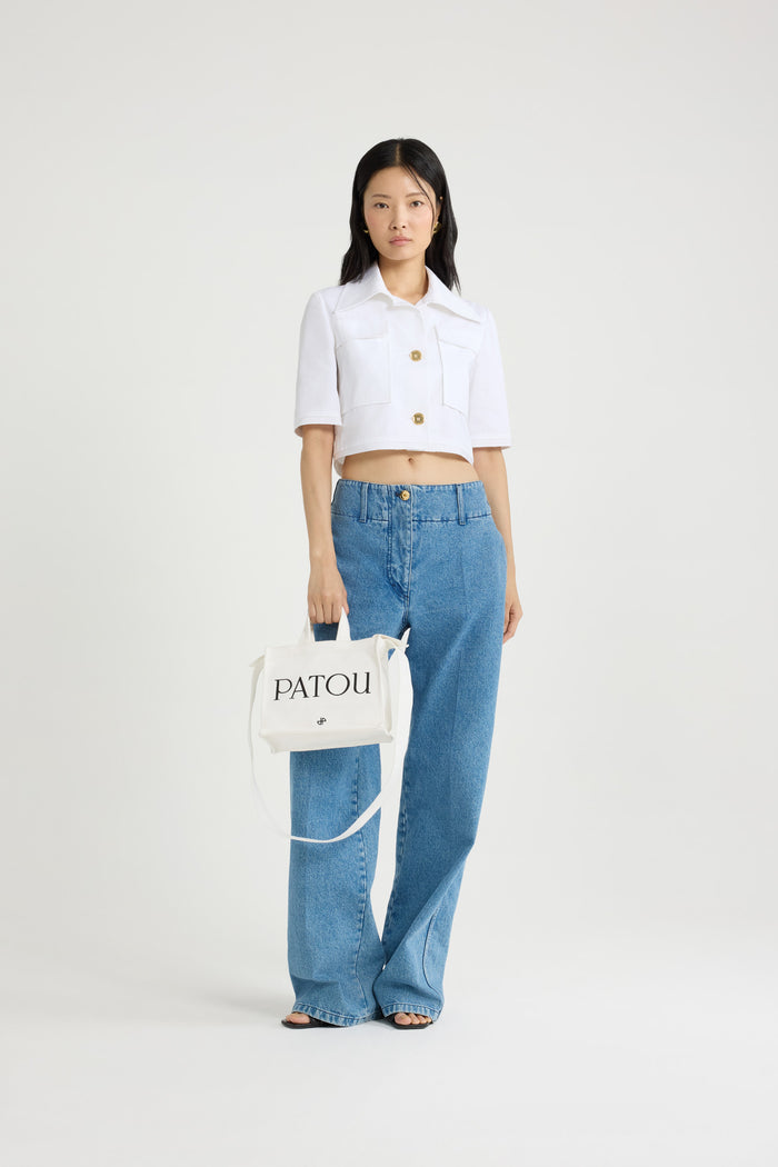 Jean Patou Veste Courte En Gabardine De Coton Bio White