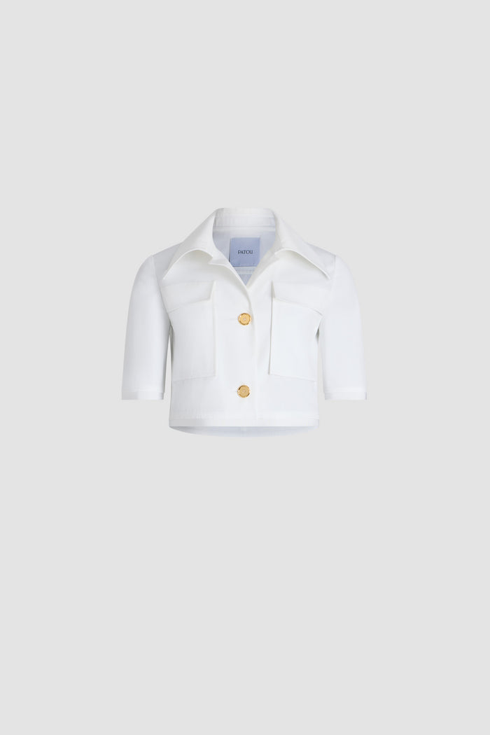 jean patou Veste courte en gabardine de coton bio White