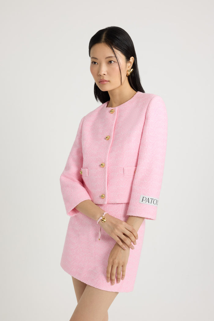 Jean Patou Veste Courte En Tweed De Coton Bio Léger Primrose Pink