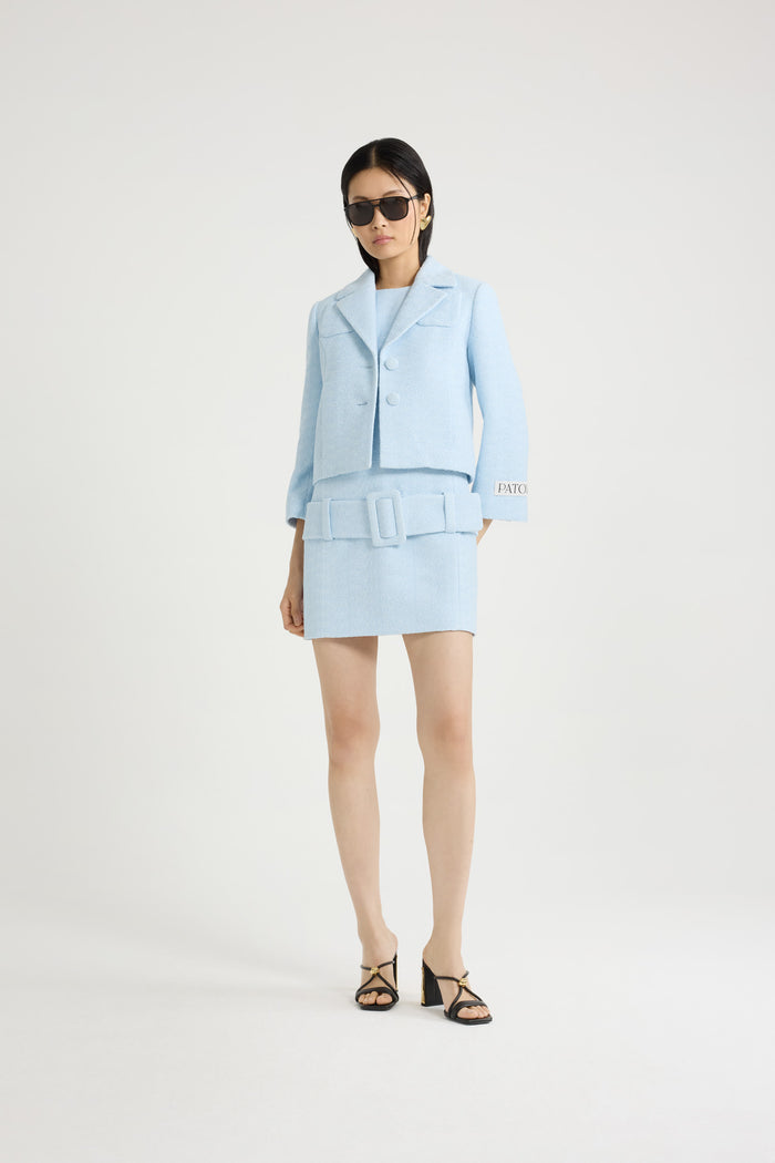Jean Patou Veste Courte En Tweed De Coton Bio Léger Skylight Blue