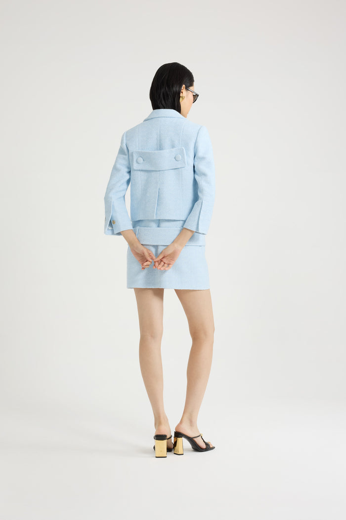 Jean Patou Veste Courte En Tweed De Coton Bio Léger Skylight Blue