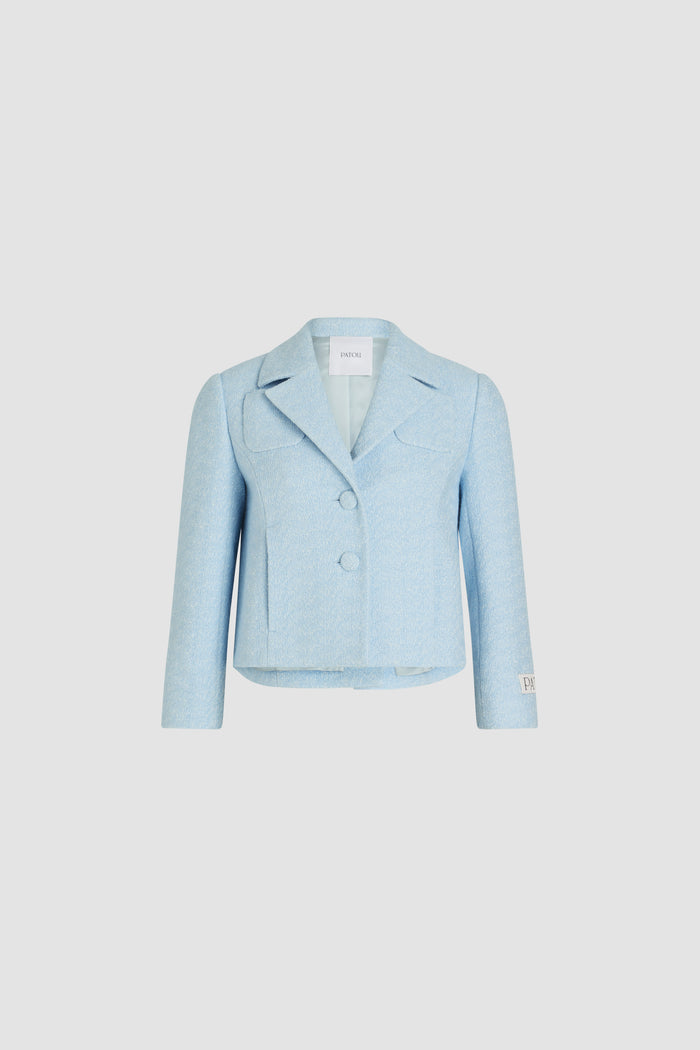 jean patou Veste courte en tweed de coton bio léger Skylight Blue