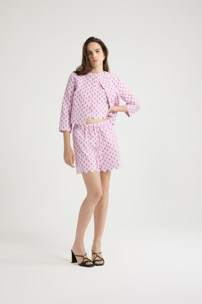 Jean Patou Veste Courte Sans Revers En Viscose Mélangée éco-responsable Matelassée Et Imprimée Small Provence Pink