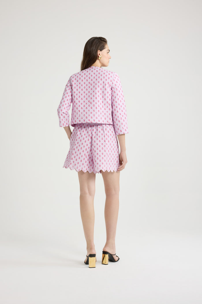 Jean Patou Veste Courte Sans Revers En Viscose Mélangée éco-responsable Matelassée Et Imprimée Small Provence Pink