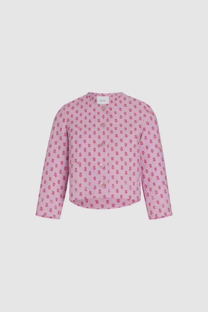 jean patou Veste courte sans revers en viscose mélangée éco-responsable matelassée et imprimée Small Provence Pink