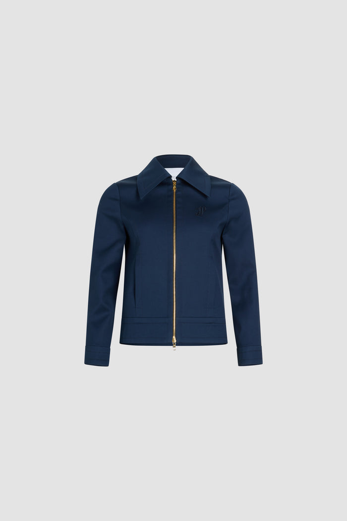jean patou Veste courte zippée en sergé de coton bio Navy Black