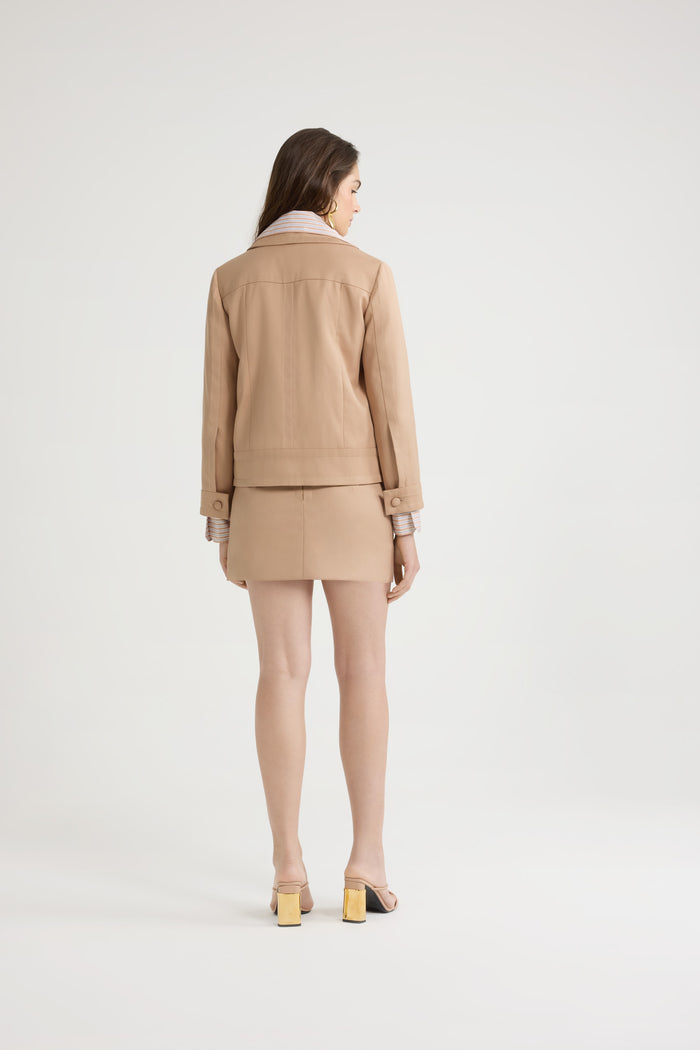 Jean Patou Veste Courte Zippée En Sergé De Coton Bio Praline