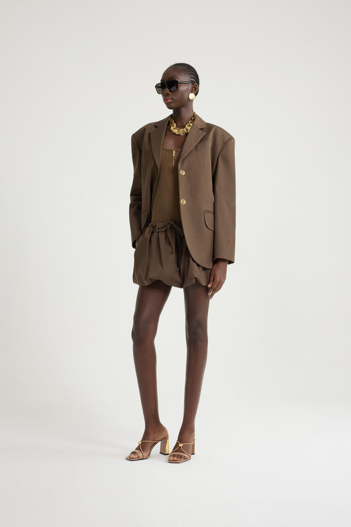 Jean Patou Veste Oversize Ceinturée En Gabardine De Coton Bio Java Brown