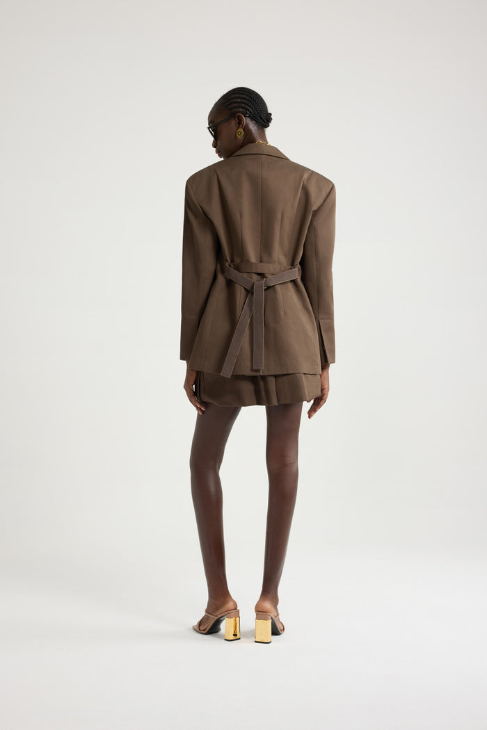 Jean Patou Veste Oversize Ceinturée En Gabardine De Coton Bio Java Brown