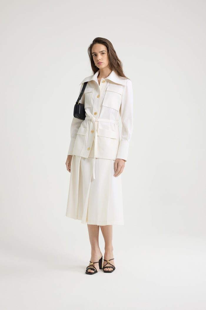 Jean Patou Veste Safari En Sergé De Laine Technique éco-responsable Ivory