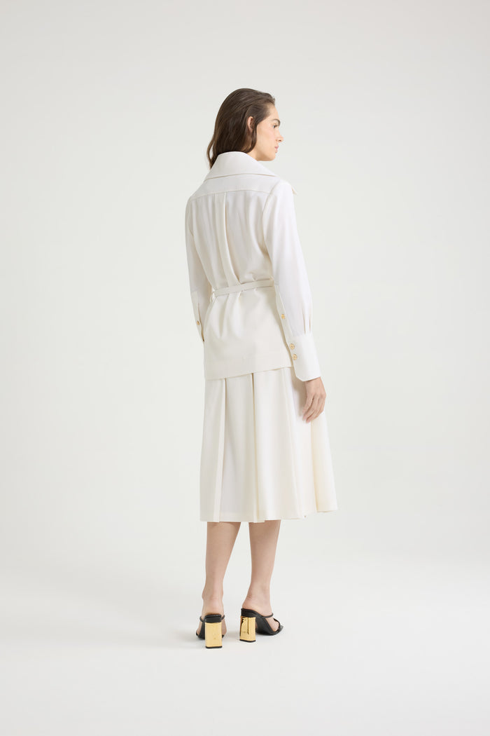 Jean Patou Veste Safari En Sergé De Laine Technique éco-responsable Ivory