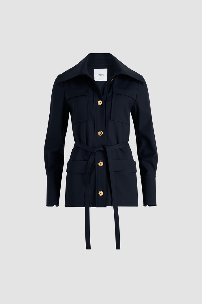 jean patou Veste safari en sergé de laine technique éco-responsable Navy Black