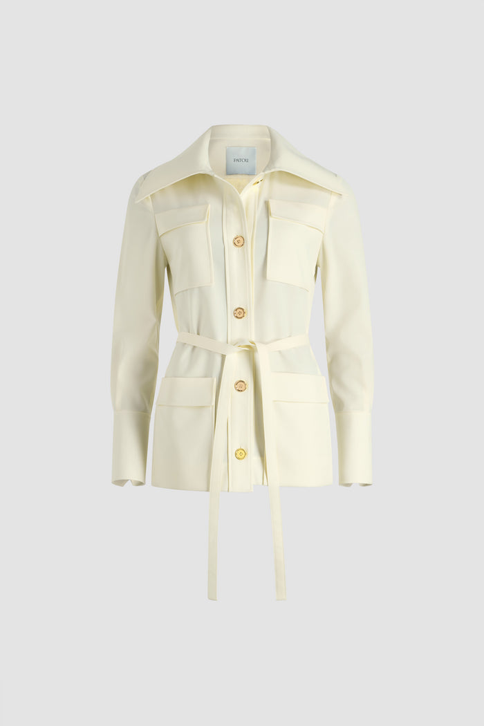 jean patou Veste safari en sergé de laine technique éco-responsable Ivory