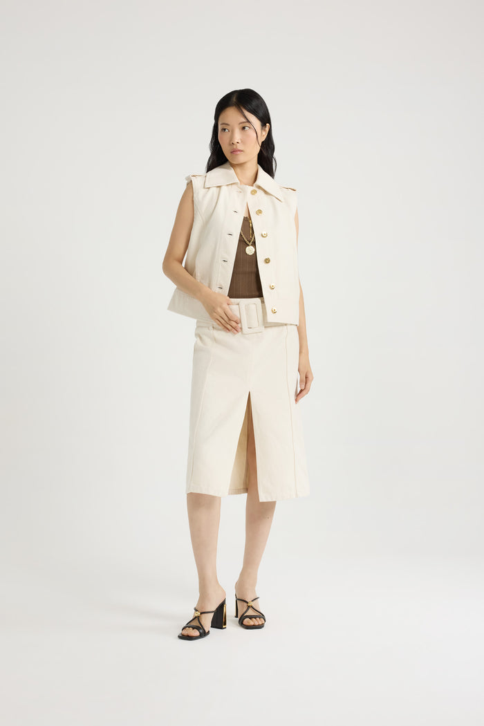 Jean Patou Veste Sans Manches En Denim De Coton Natural