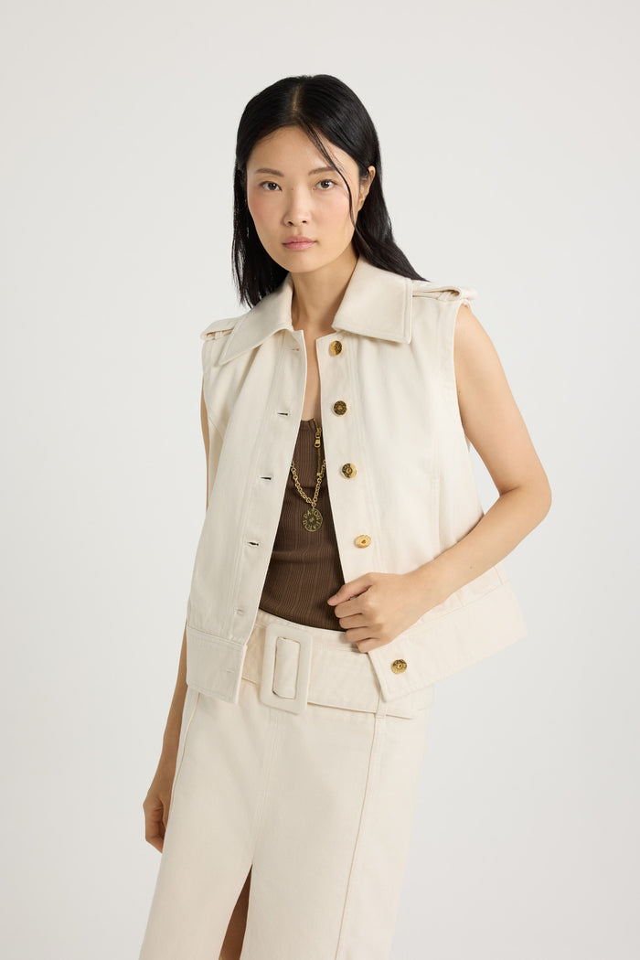 Jean Patou Veste Sans Manches En Denim De Coton Natural