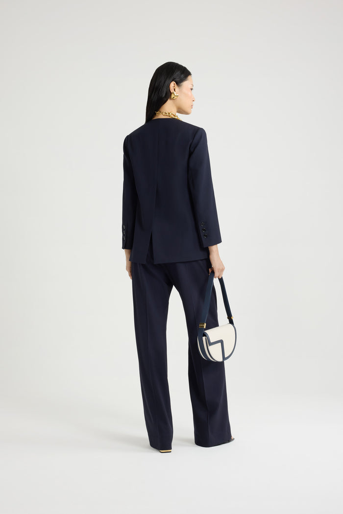 Jean Patou Veste Sans Revers En Sergé De Laine Technique éco-responsable Navy Black