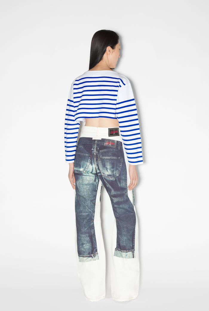 Jean Paul Gaultier La Marinière Crop Top Blanc