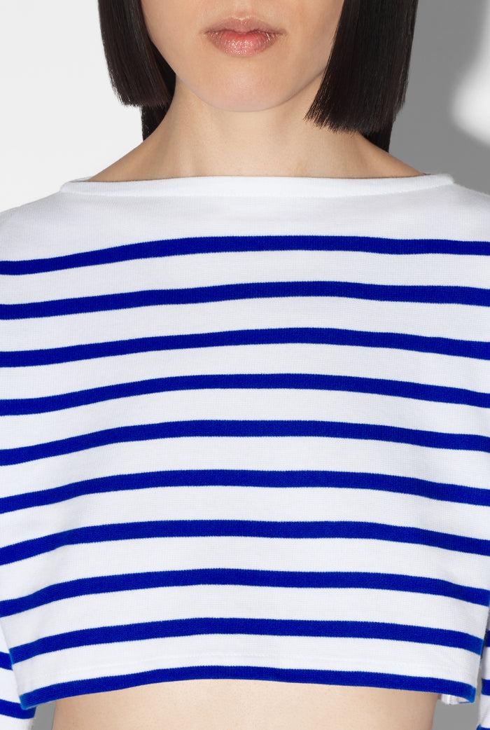Jean Paul Gaultier La Marinière Crop Top Blanc