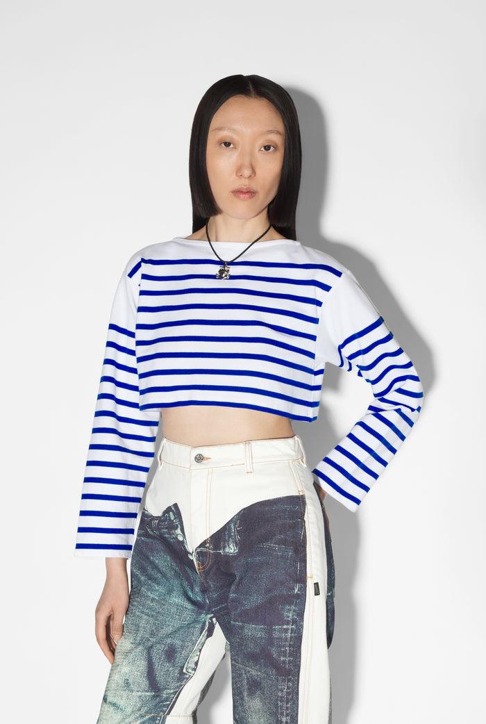 jean paul gaultier La Marinière Crop top Blanc