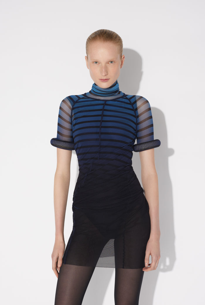 Jean Paul Gaultier La Robe Courte Rayée 3D Noir