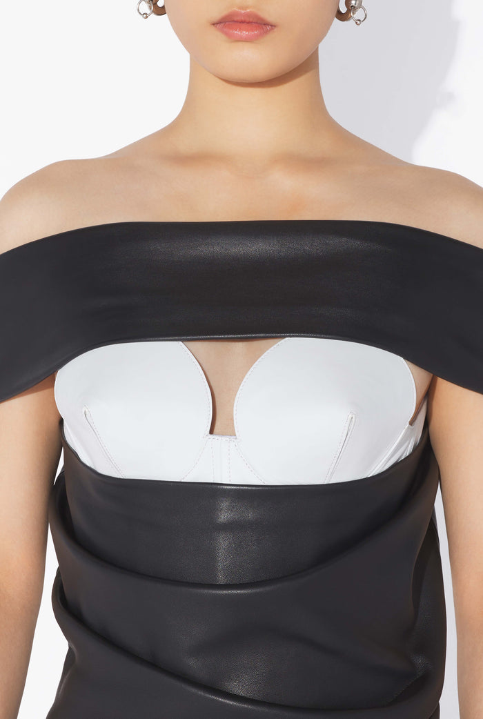 Jean Paul Gaultier La Robe En Cuir Drapée Noir