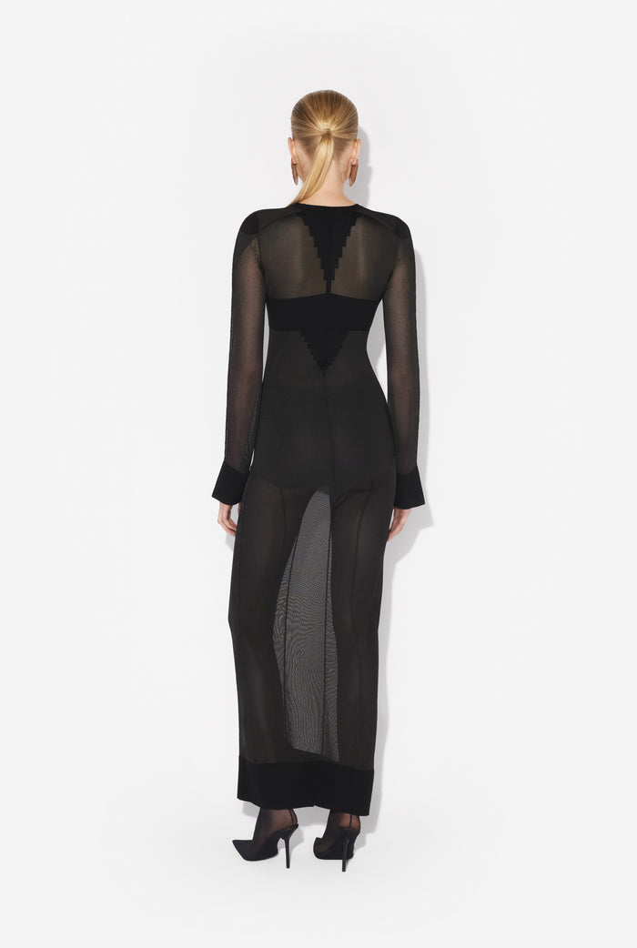 Jean Paul Gaultier La Robe Longue Maille Logo Noir