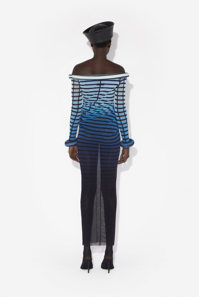 Jean Paul Gaultier La Robe Longue Rayée 3D Noir
