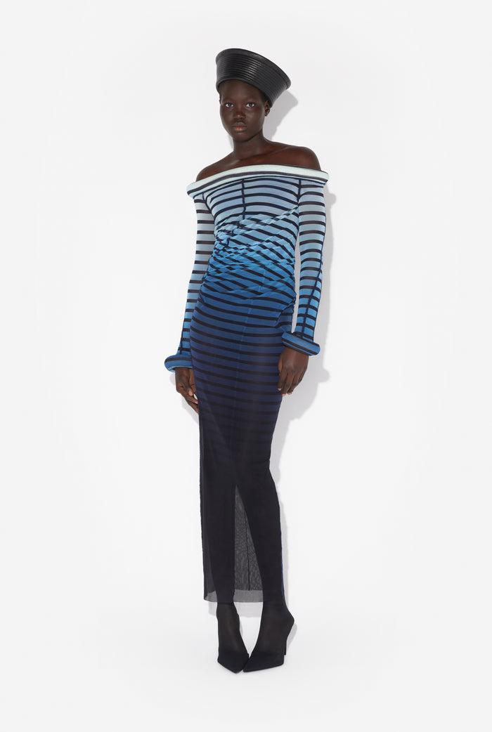 jean paul gaultier La Robe Longue Rayée 3D Noir