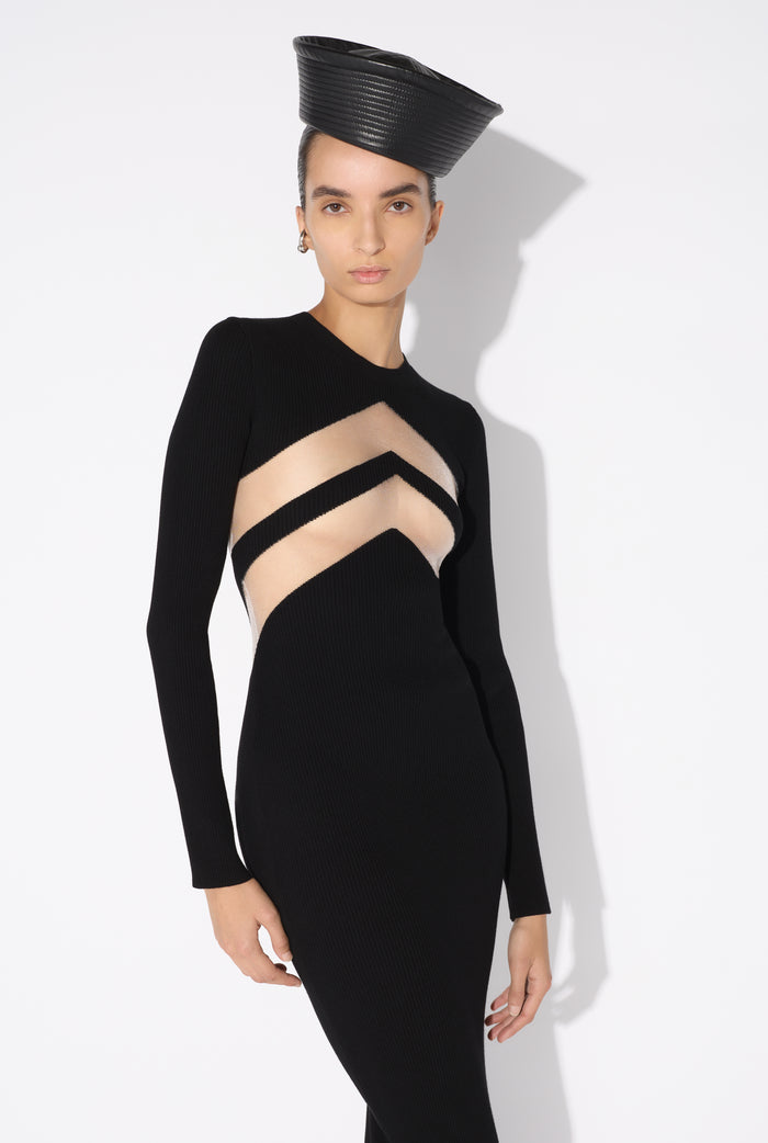 Jean Paul Gaultier La Robe Noire à Chevrons Noir