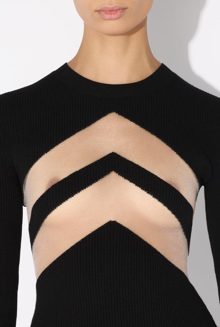 Jean Paul Gaultier La Robe Noire à Chevrons Noir