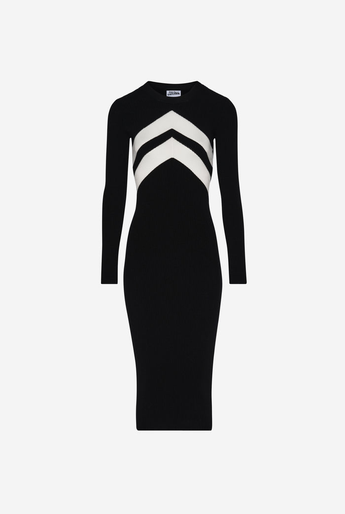Jean Paul Gaultier La Robe Noire à Chevrons Noir