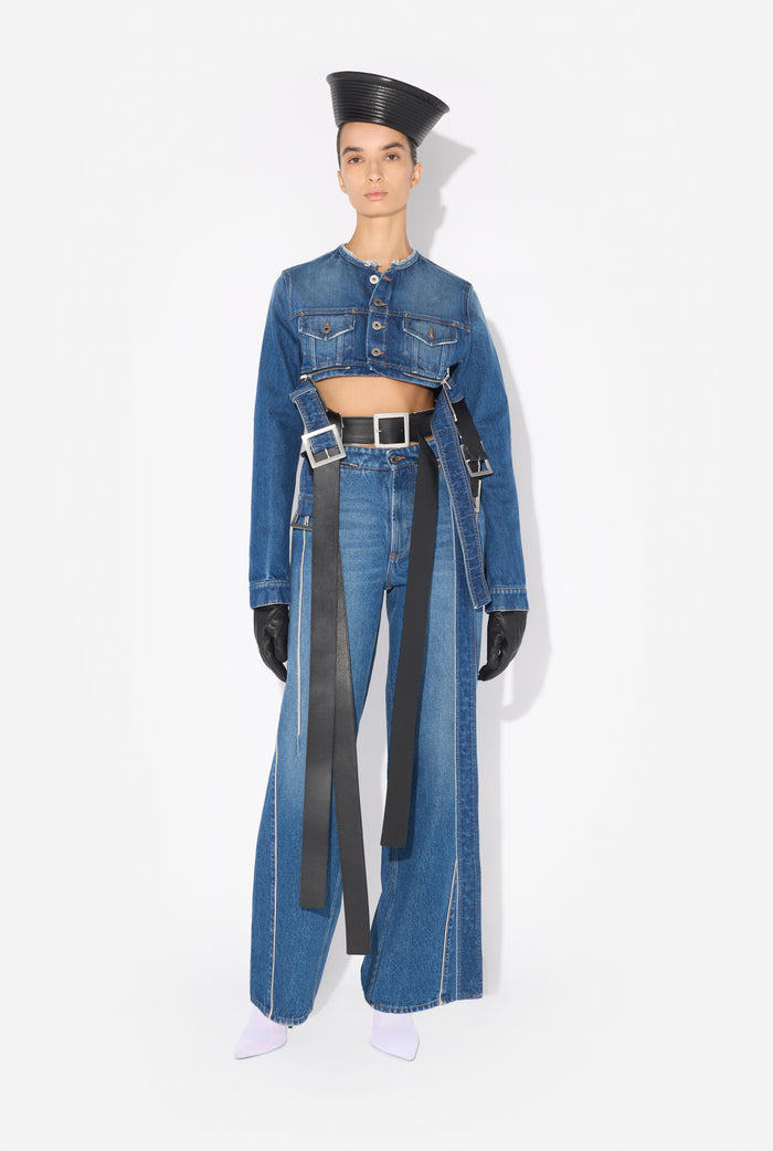 Jean Paul Gaultier La Veste Denim Ceinturée Bleu