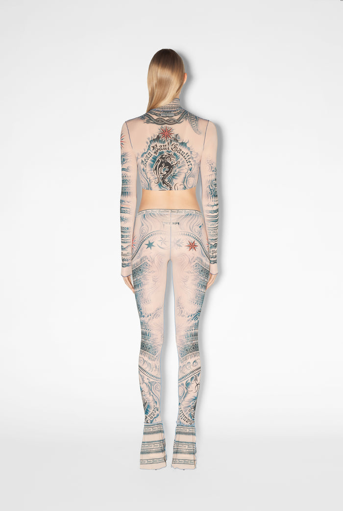 Jean Paul Gaultier Le Crop-Top Tattoo Soleil Beige