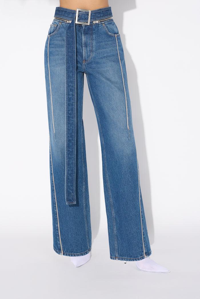 Jean Paul Gaultier Le Jean Denim Ceinturé Bleu